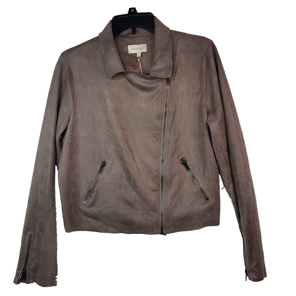 Skies Are Blue Moto‎ Jacket Women's Size M Suede Like Microfiber Soft NWT